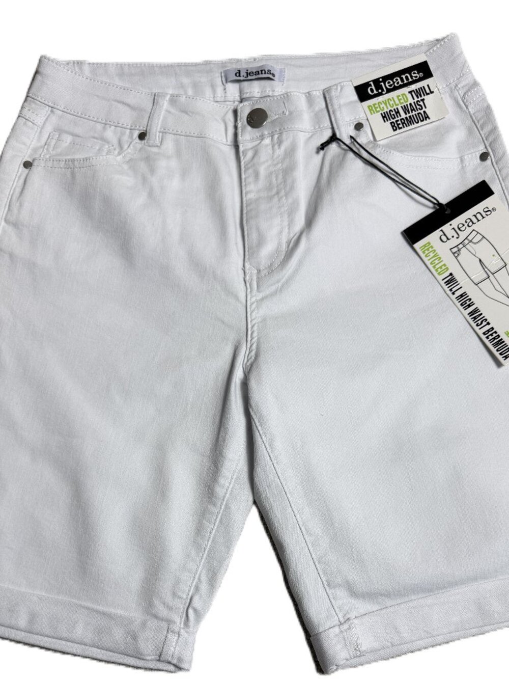 d.jeans White High Waist Bermuda Shorts Size 10 NWT